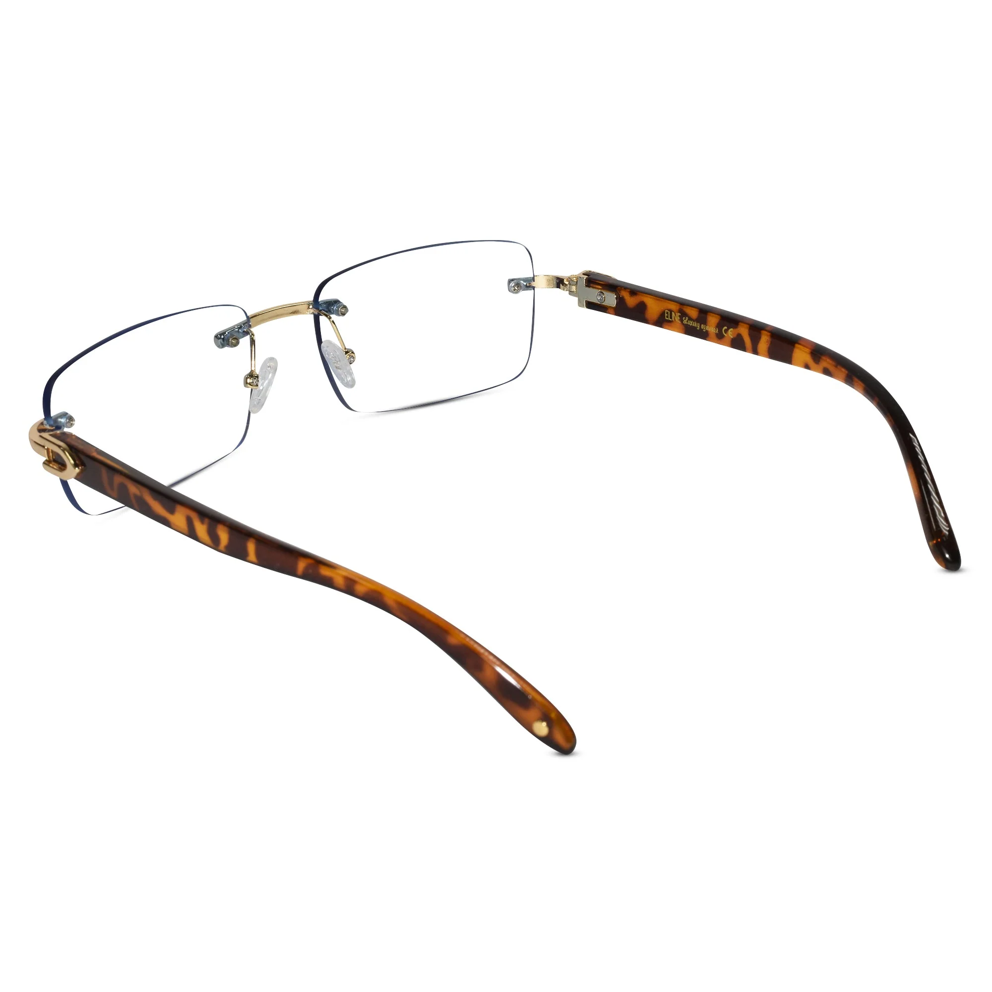 Golden Animal Print Rimless Eyeglasses - Image 4