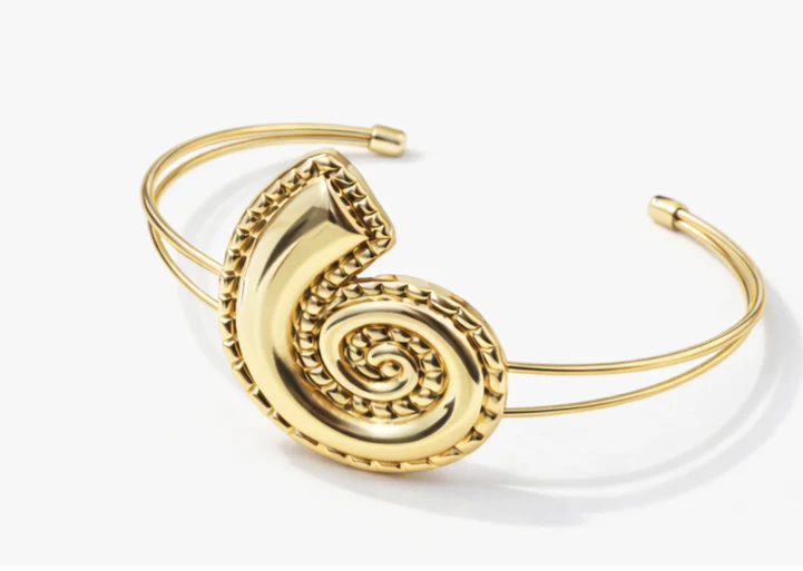 Golden Aura Spiral Cuff Bracelet | Violet Vows - Image 2