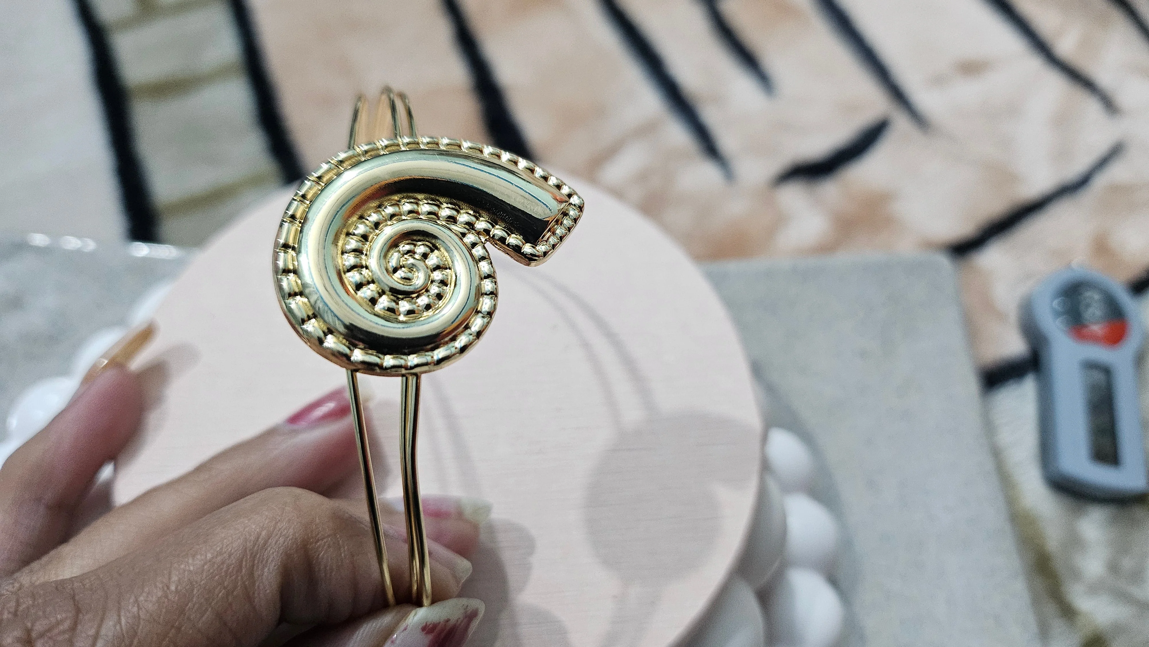 Golden Aura Spiral Cuff Bracelet | Violet Vows - Image 6