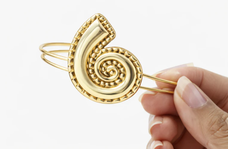 Golden Aura Spiral Cuff Bracelet | Violet Vows - Image 7