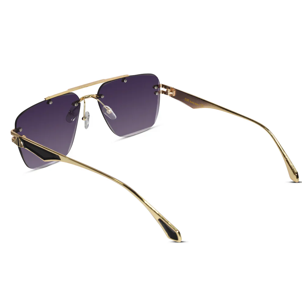 Golden Blue Tint Designer Rimless Sunglasses - Image 8