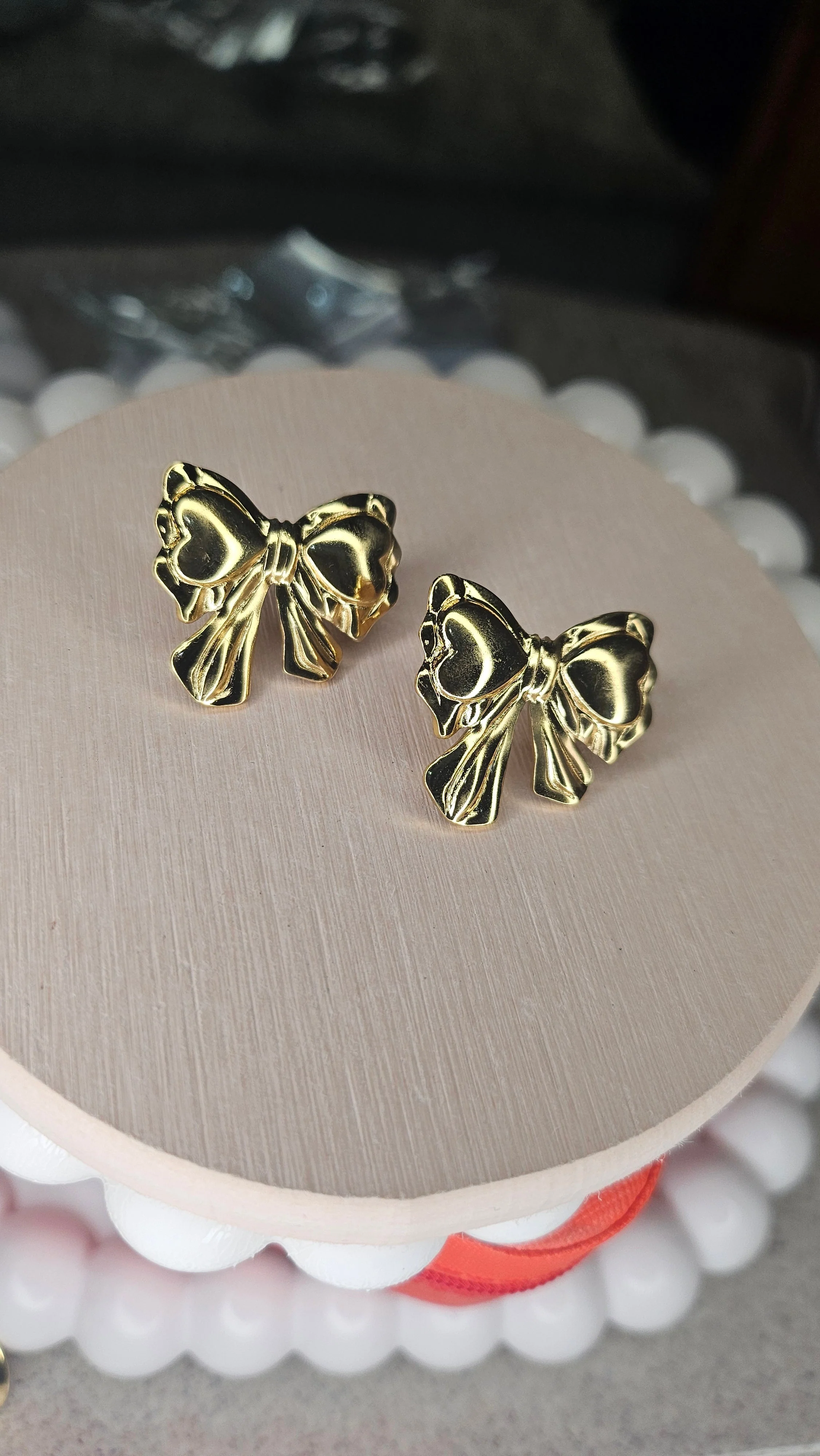 Golden Bow Stud Earrings - Image 5