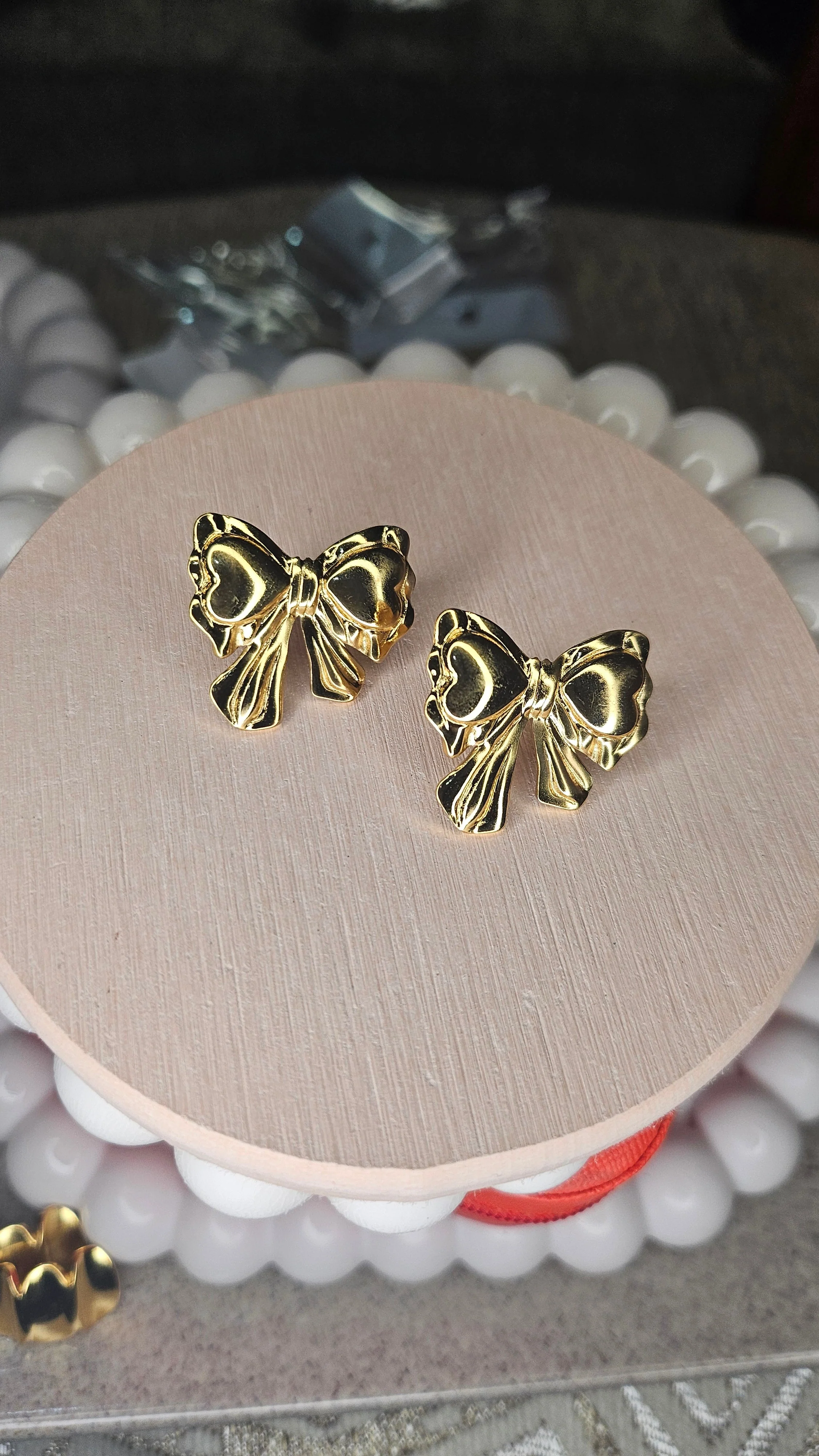 Golden Bow Stud Earrings - Image 6