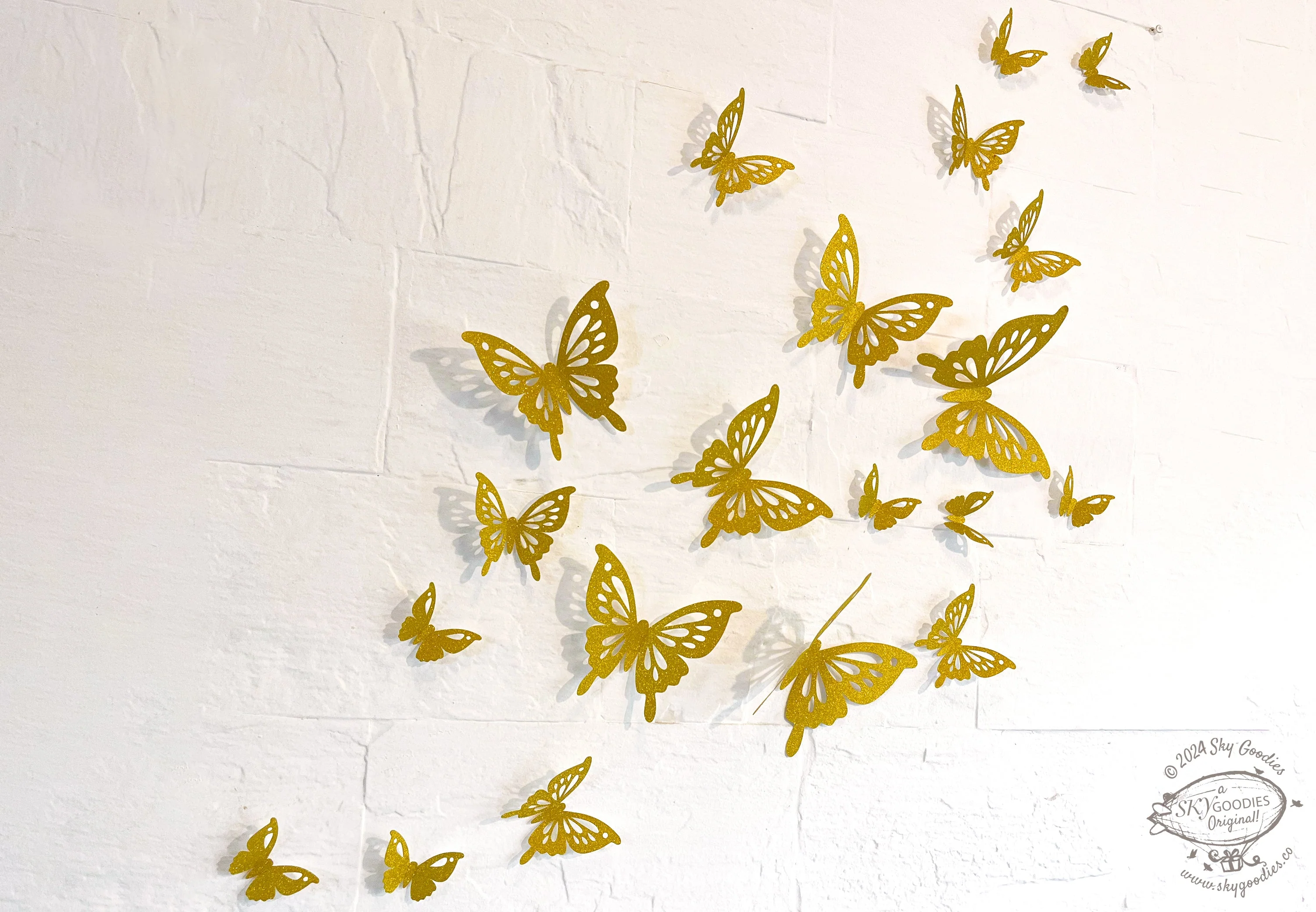 Golden Butterflies Paper Wall Decor - Image 3