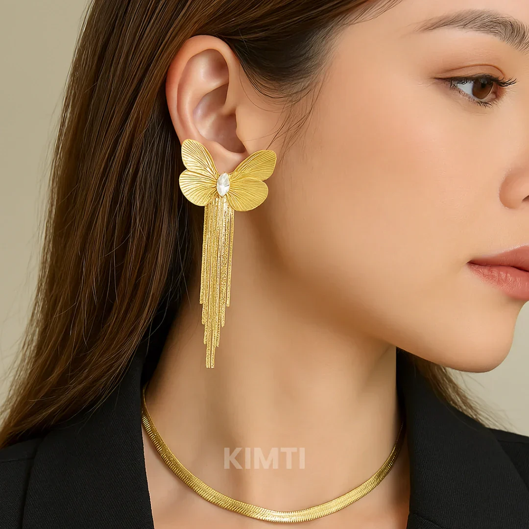 Golden Butterfly Dangler Earring - Image 2