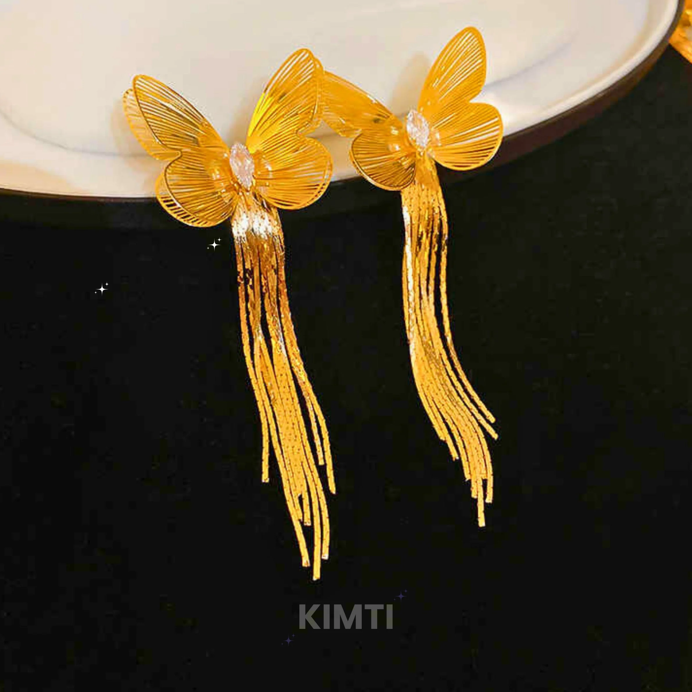 Golden Butterfly Dangler Earring - Image 3