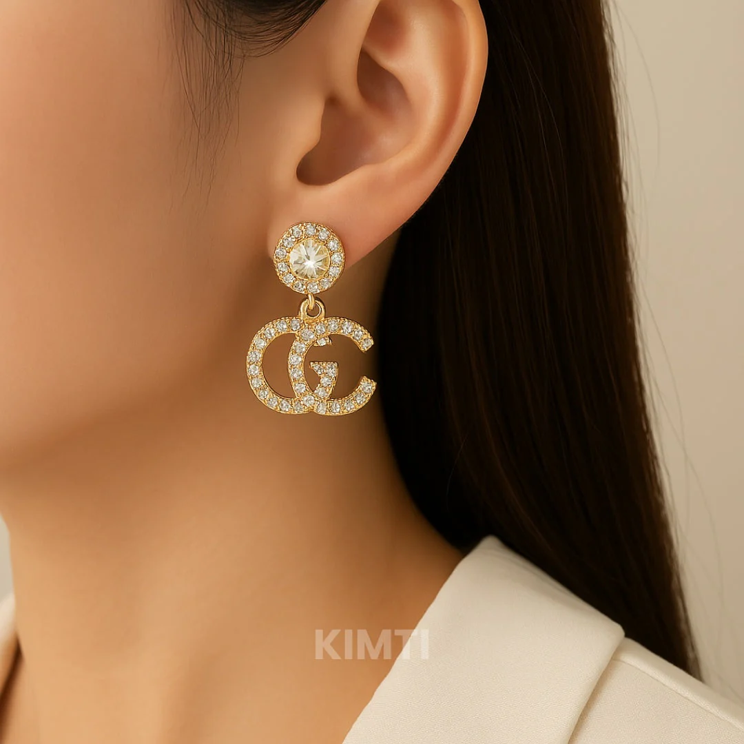 Golden Glitter Drop Earring - Image 2
