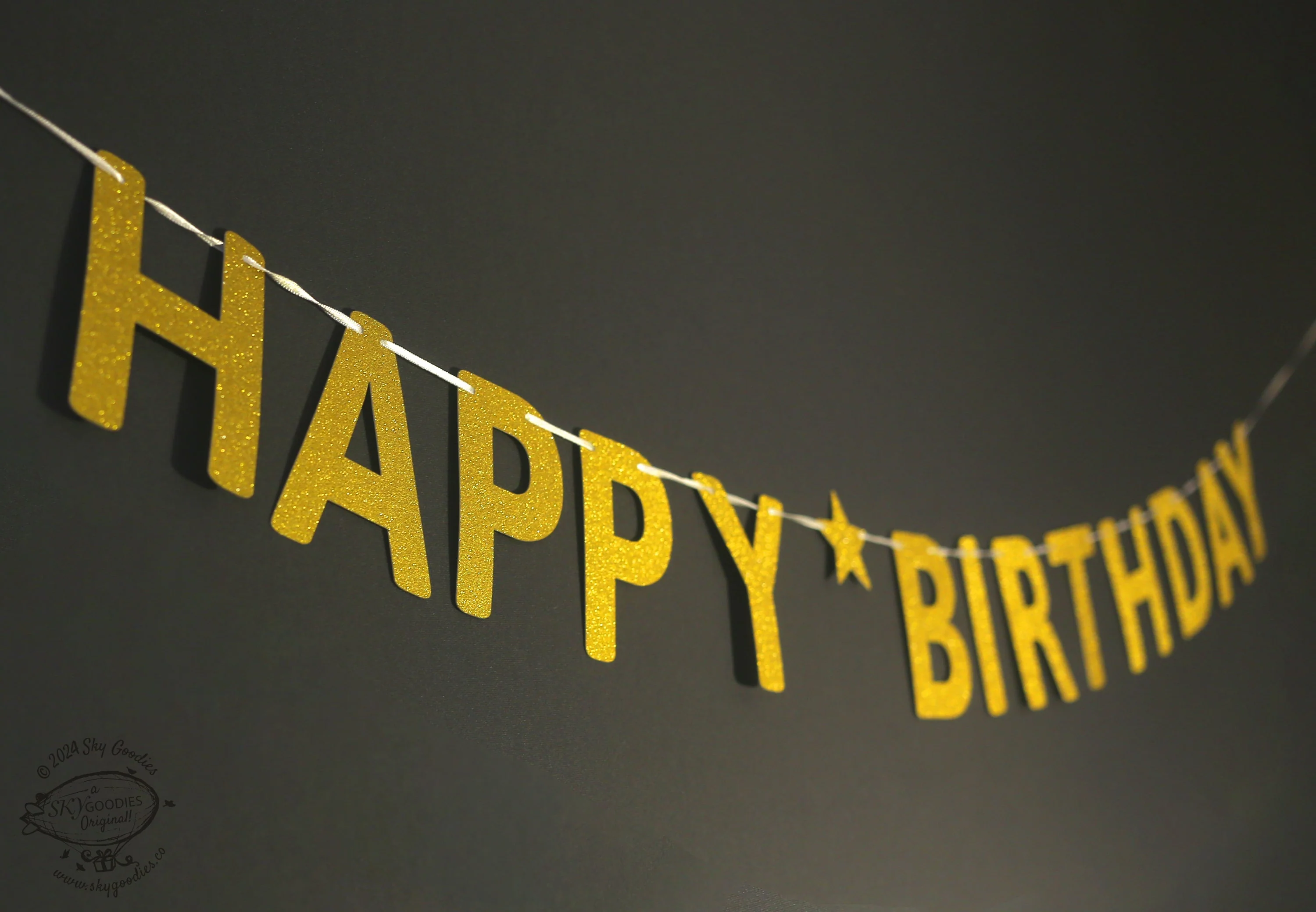 Golden Happy Birthday Banner Bunting - Image 3