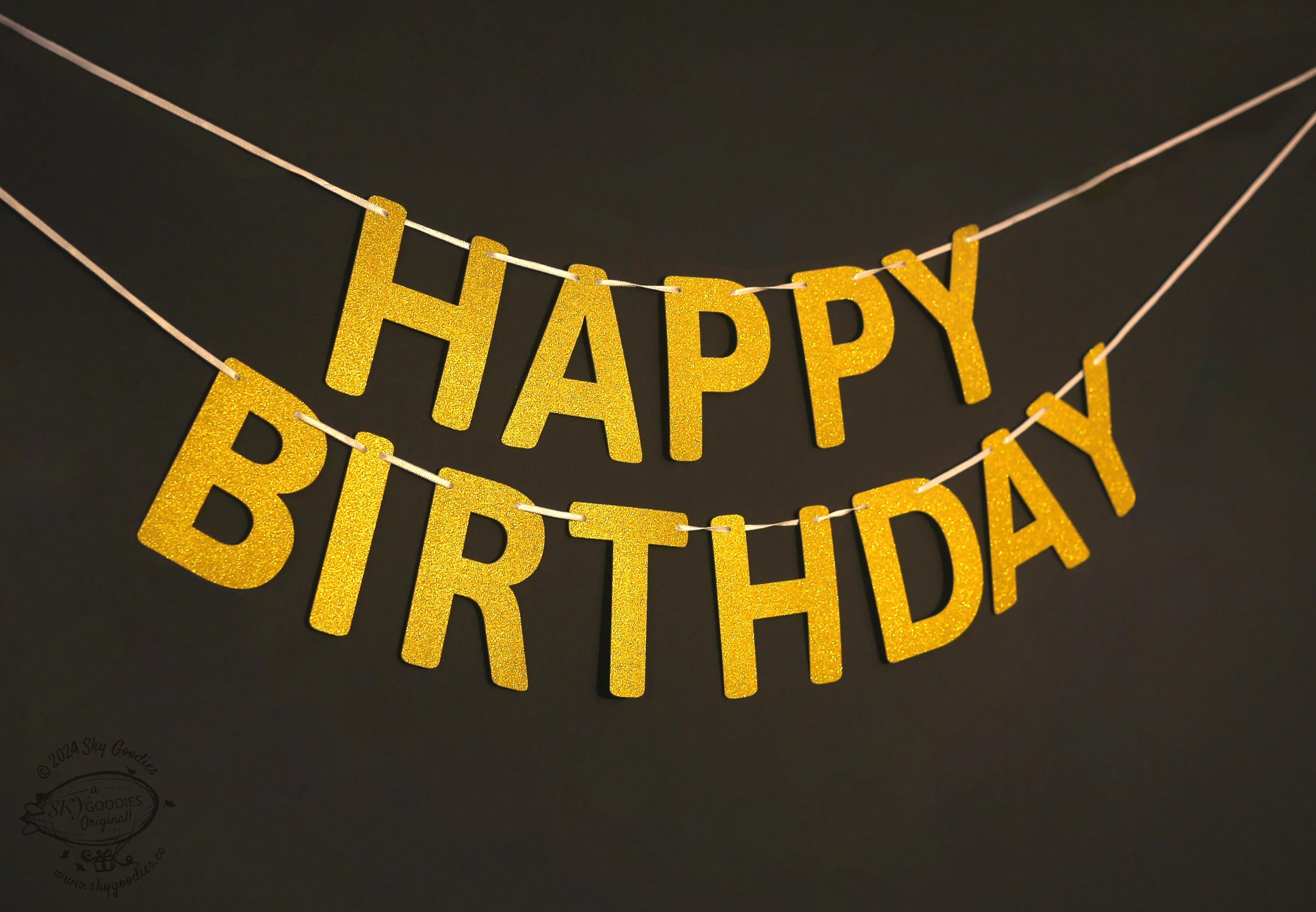 Golden Happy Birthday Banner Bunting - Image 4