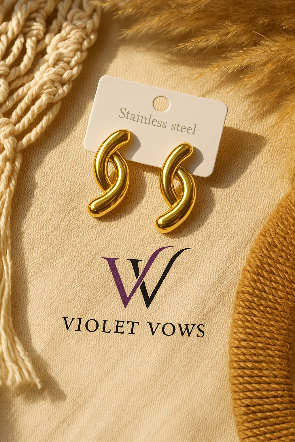 Golden Interlocking Link Studs - Image 2
