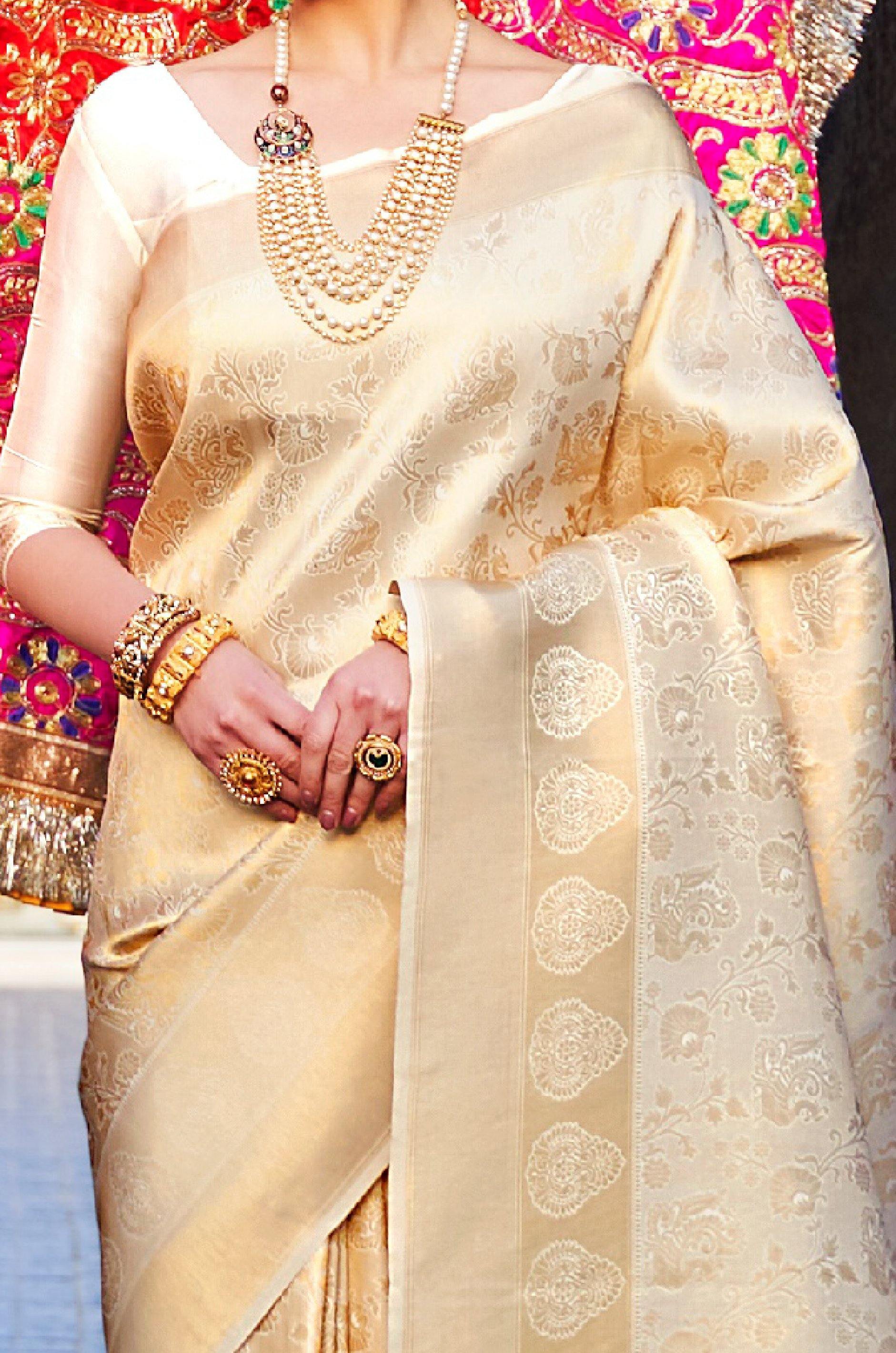 Golden Kanjivaram Silk Saree - Image 3