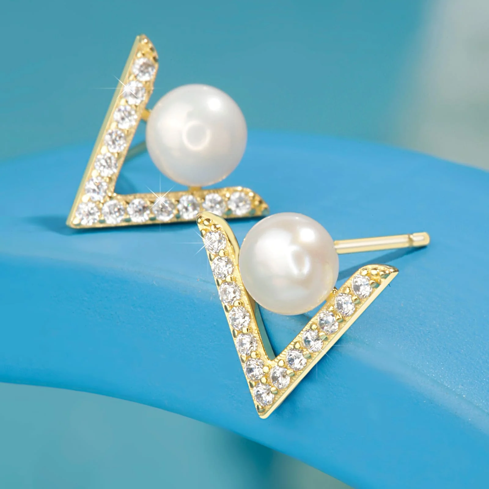 Golden Korean Stud Earring - Image 4