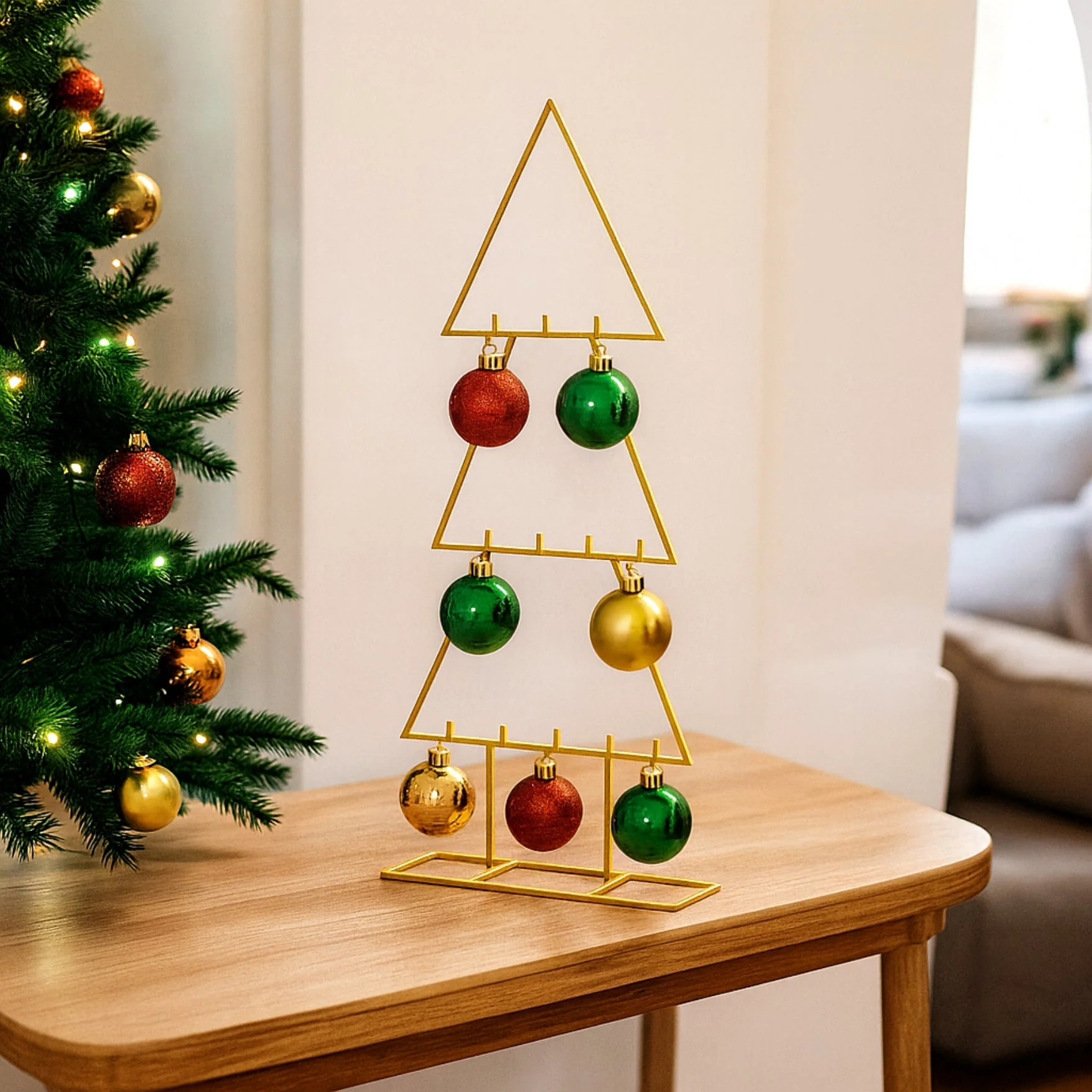 Golden Metal Christmas Tree Organizer Stand – Multi-Tier Display (23.6 Inch)