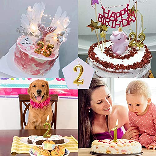 Golden Numerical No. 2 Birthday Candles - Image 2