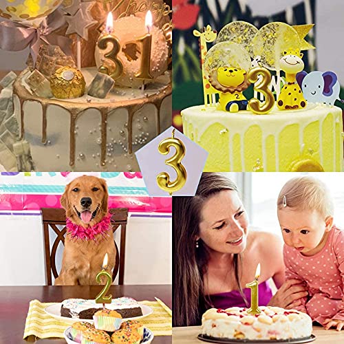 Golden Numerical No. 3 Birthday Candles - Image 2