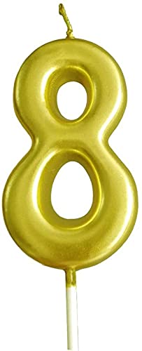 Golden Numerical No. 8 Birthday Candles