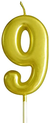 Golden Numerical No. 9 Birthday Candles
