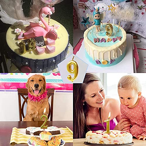 Golden Numerical No. 9 Birthday Candles - Image 2