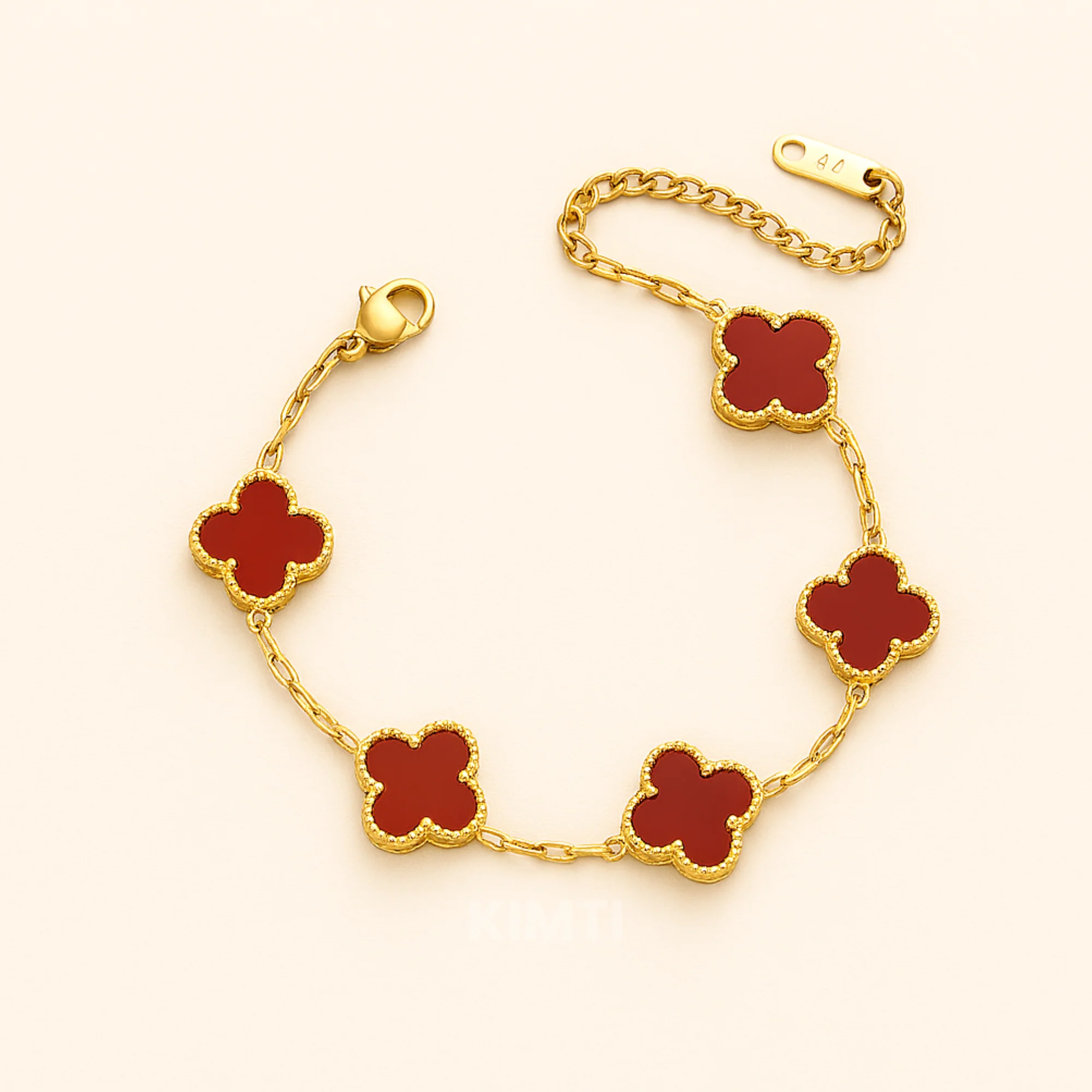 Golden Red Clover Chram Anti Tarnish Bracelets - Image 5
