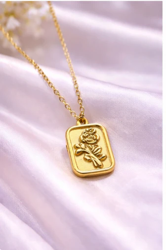 Golden Rose Square Pendant Necklace for Women – Anti-Tarnish Imitation Jewellery - Image 3