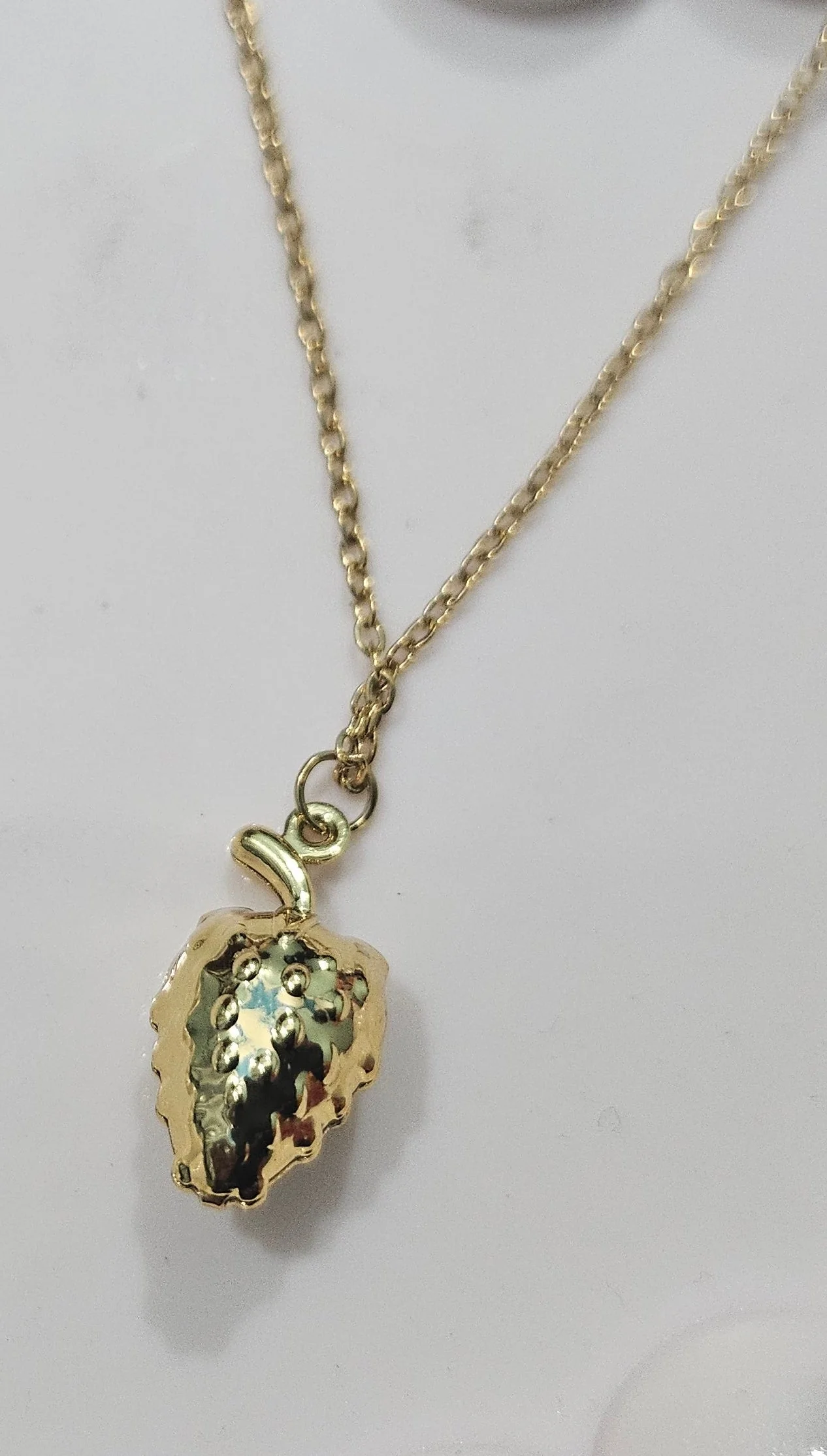 Golden Strawberry Charm Necklace – Minimal Fruit Pendant - Image 2