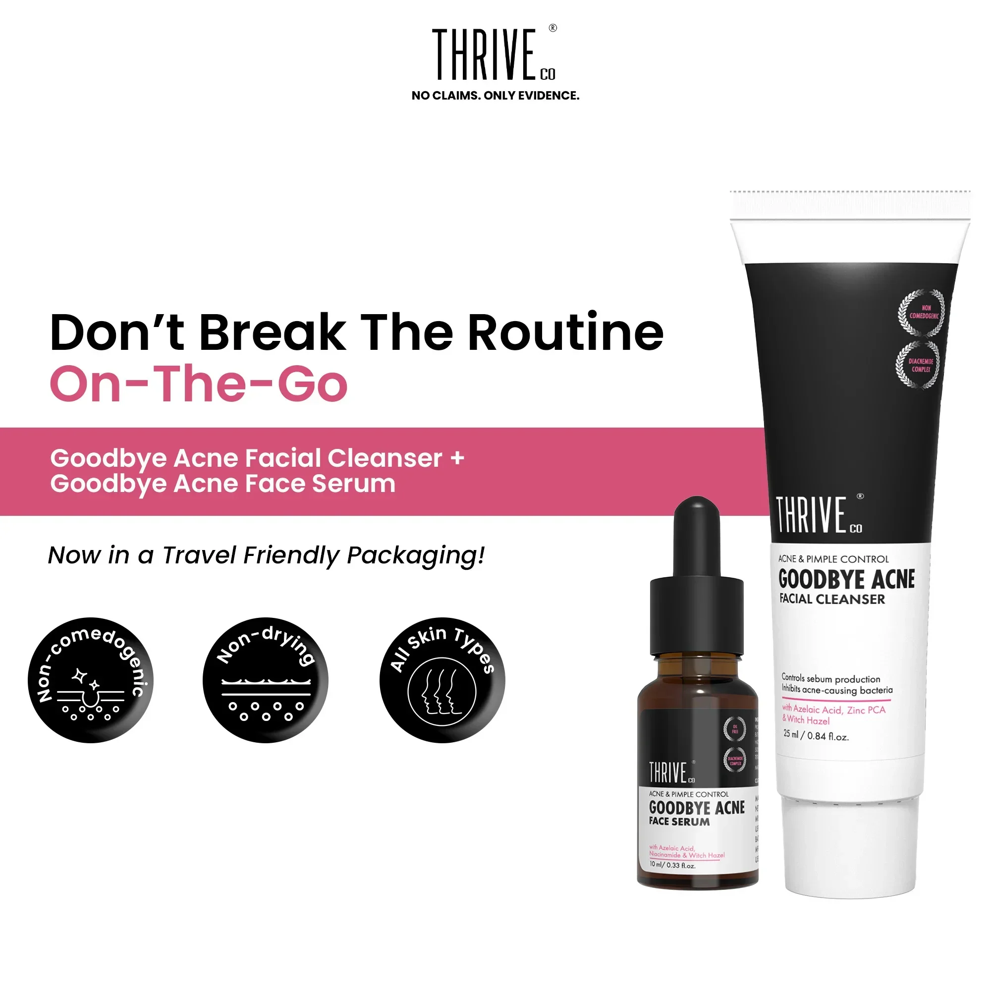 Goodbye Acne Cleanser (25ml) + ThriveCo Goodbye Acne Serum (10ml)