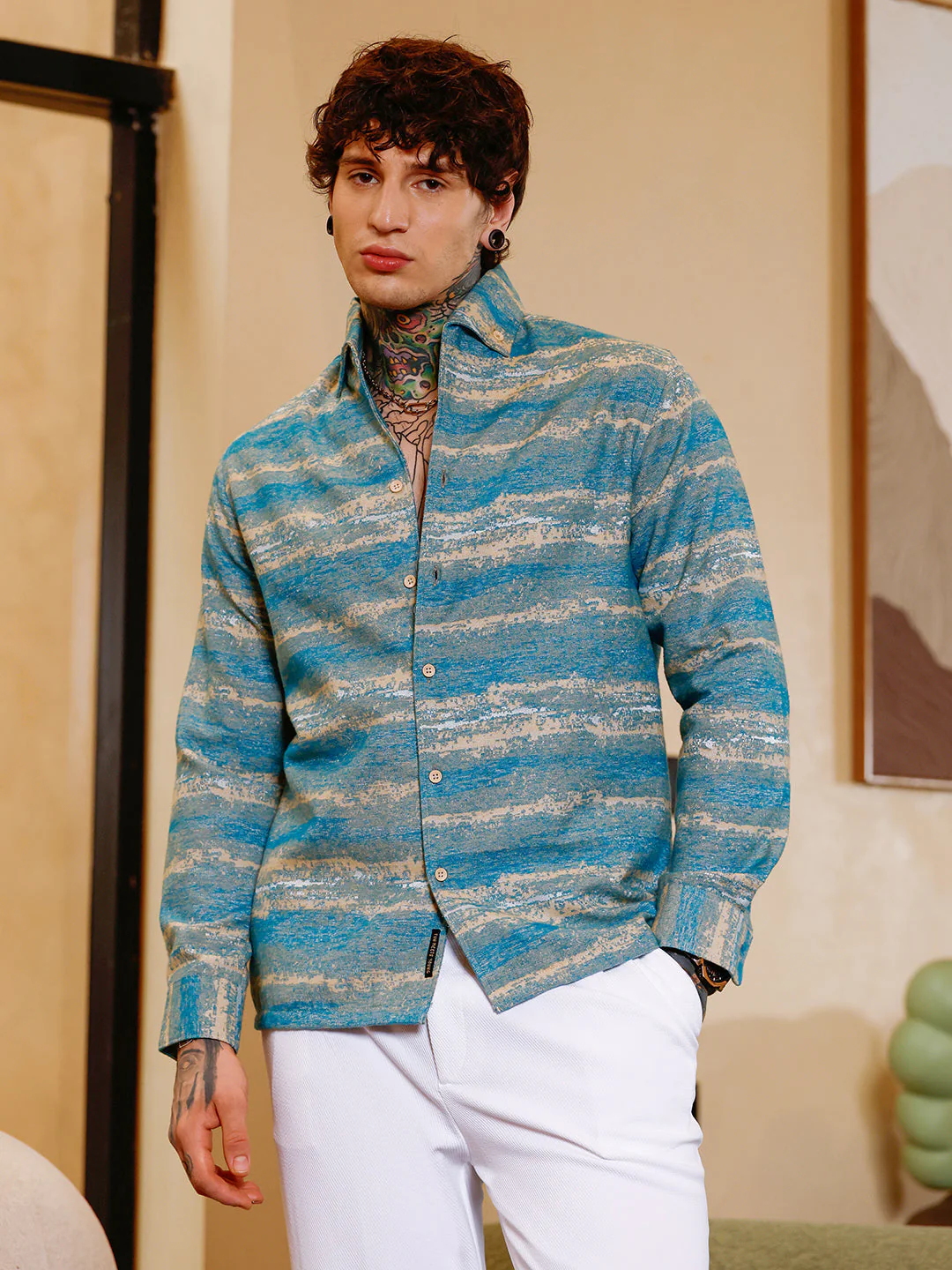 Gradient-Strokes Jacquard Shirt - Image 2