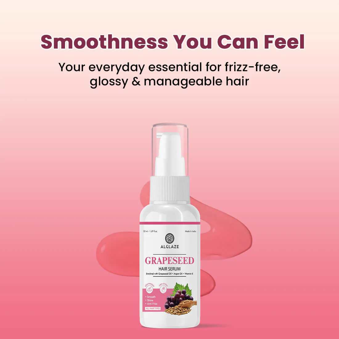 Grapeseed Hair serum | Smooth, Shine & Anti Frizz | Alglaze - Image 8