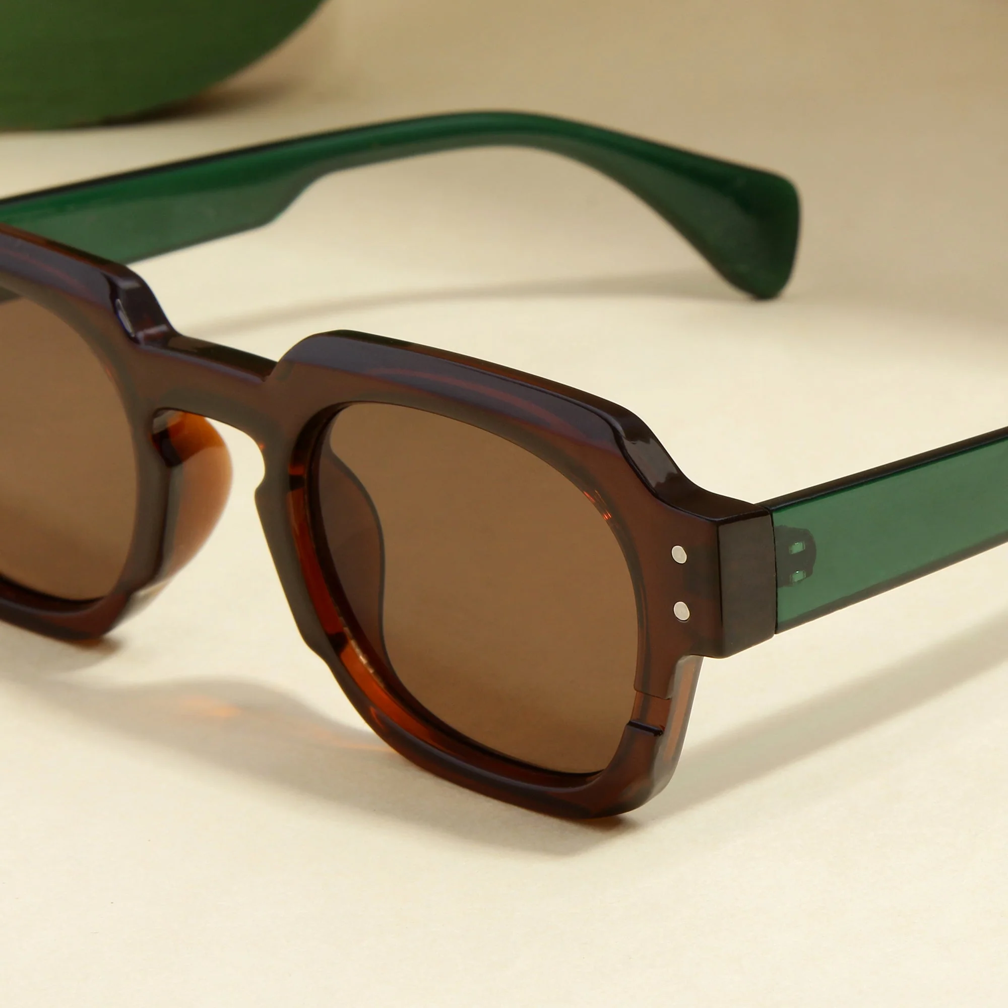 Green Brown Brown SZ 2004 Round Sunglasses - Image 2