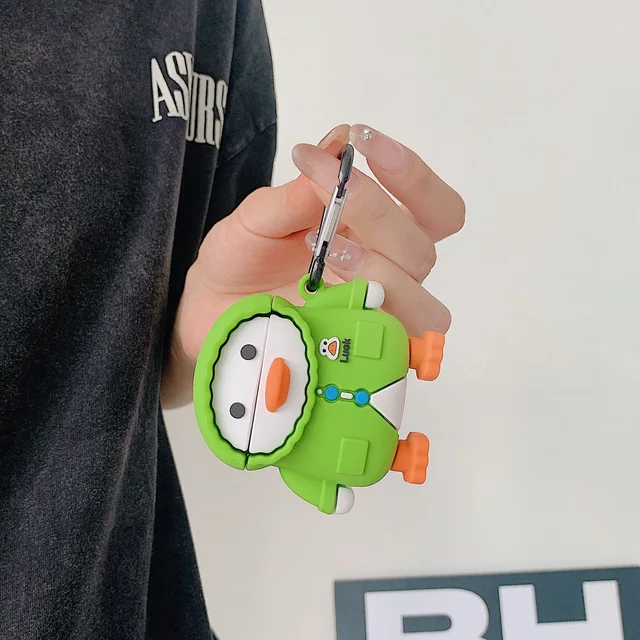 Green Jacket Duck AirPods Case – 3D Cartoon Silicone Cover with Hook by Coverner India - Image 2