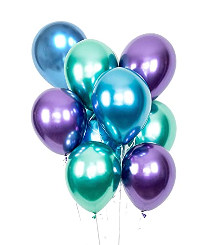 Green Metallic Chrome Latex Balloons (Pack of 50) - Image 4