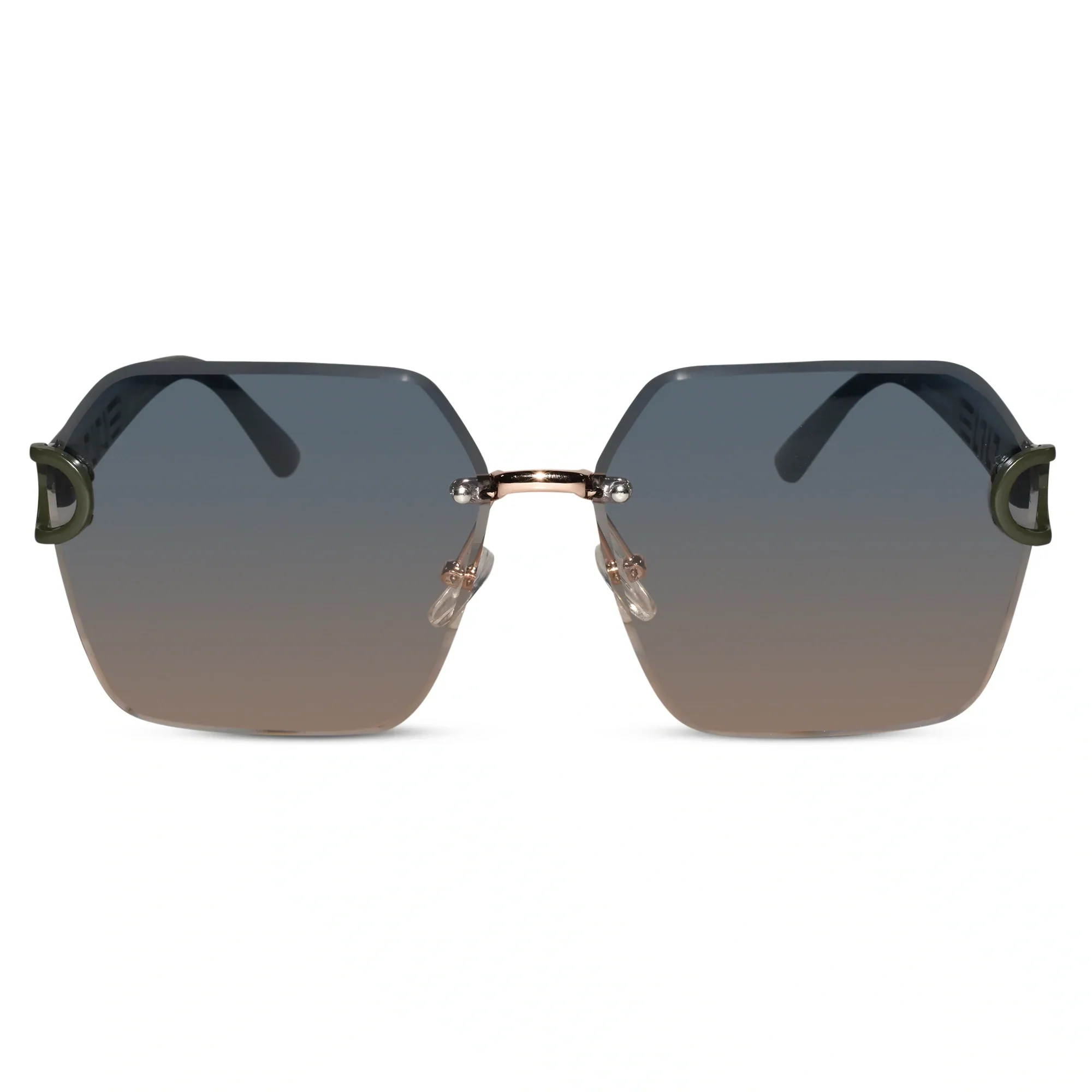 Green Oversize Wayfarer Sunglasses For Women - Image 2
