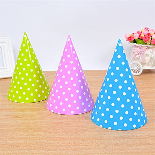 Green Polka Dot Happy Birthday Party Hat (Pack of 10) - Image 3