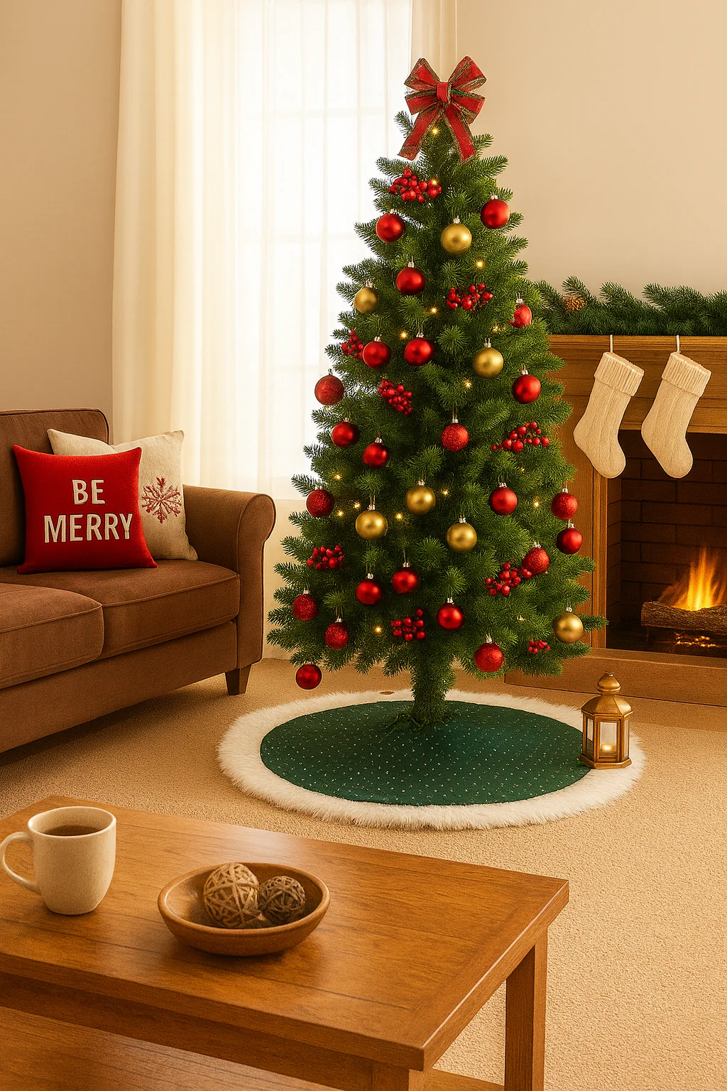 Green Sequin Christmas Tree Skirt (31") - Image 2