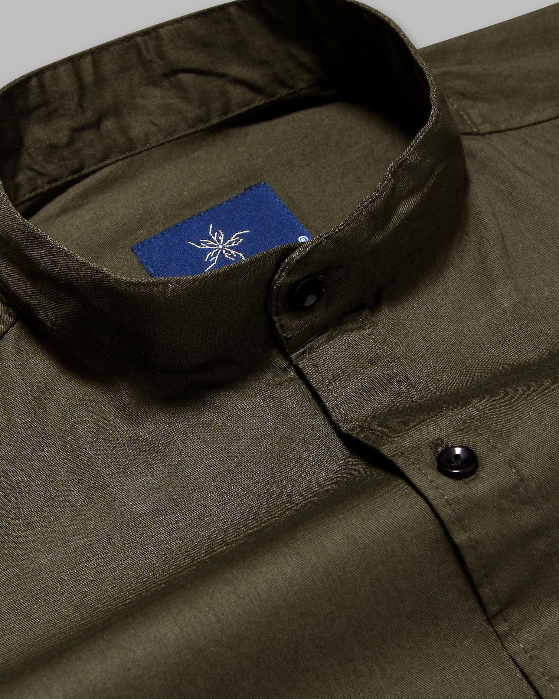 Green Super Soft Kurta Collar Premium Cotton Shirt - Image 3