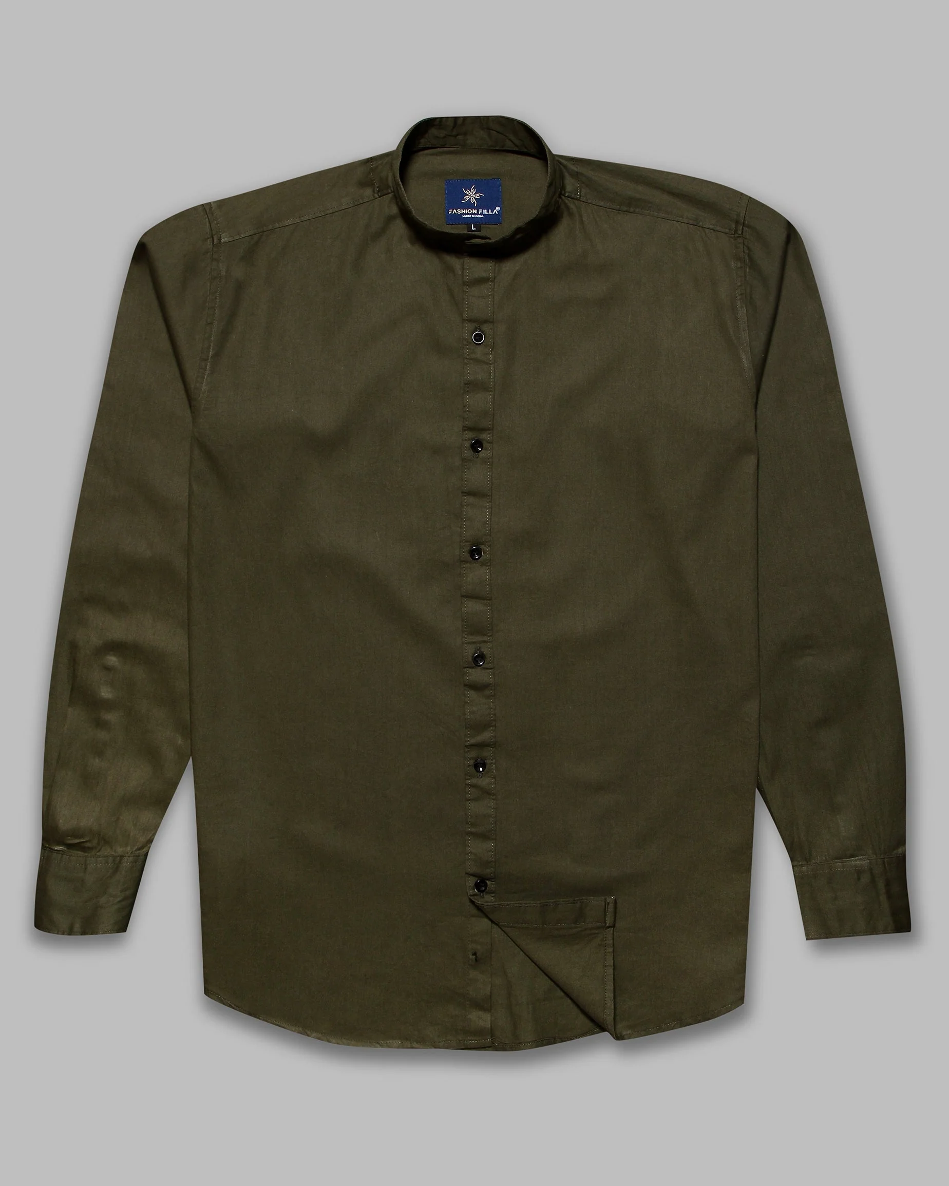 Green Super Soft Kurta Collar Premium Cotton Shirt - Image 5