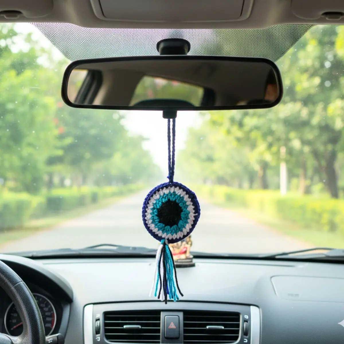Greenkin Handmade Crochet Evil Eye Hanging Charm - Image 2