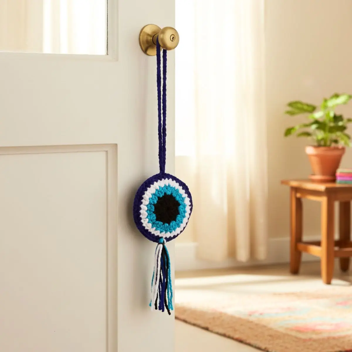 Greenkin Handmade Crochet Evil Eye Hanging Charm - Image 3