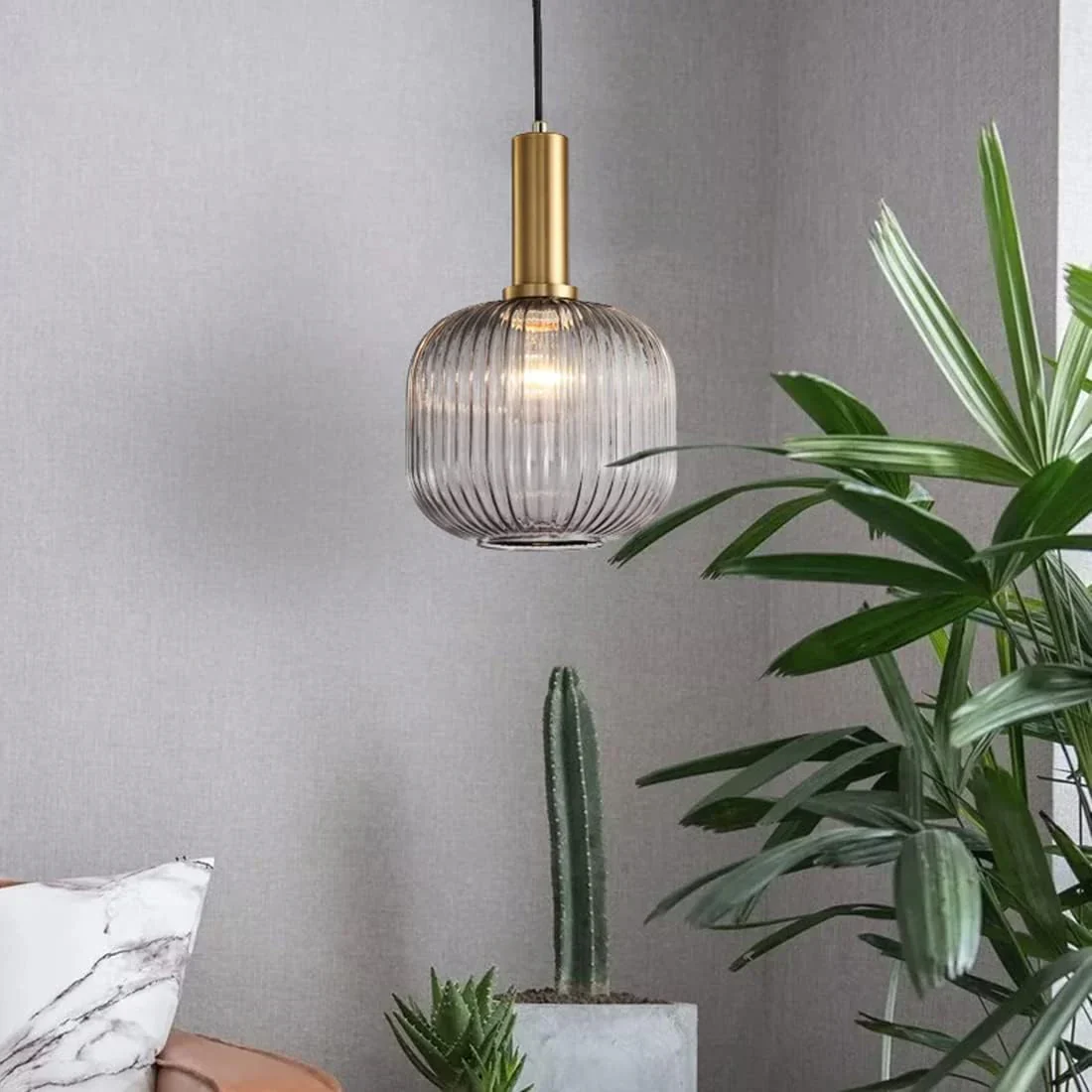 Grey glass modern ceiling light - Image 2