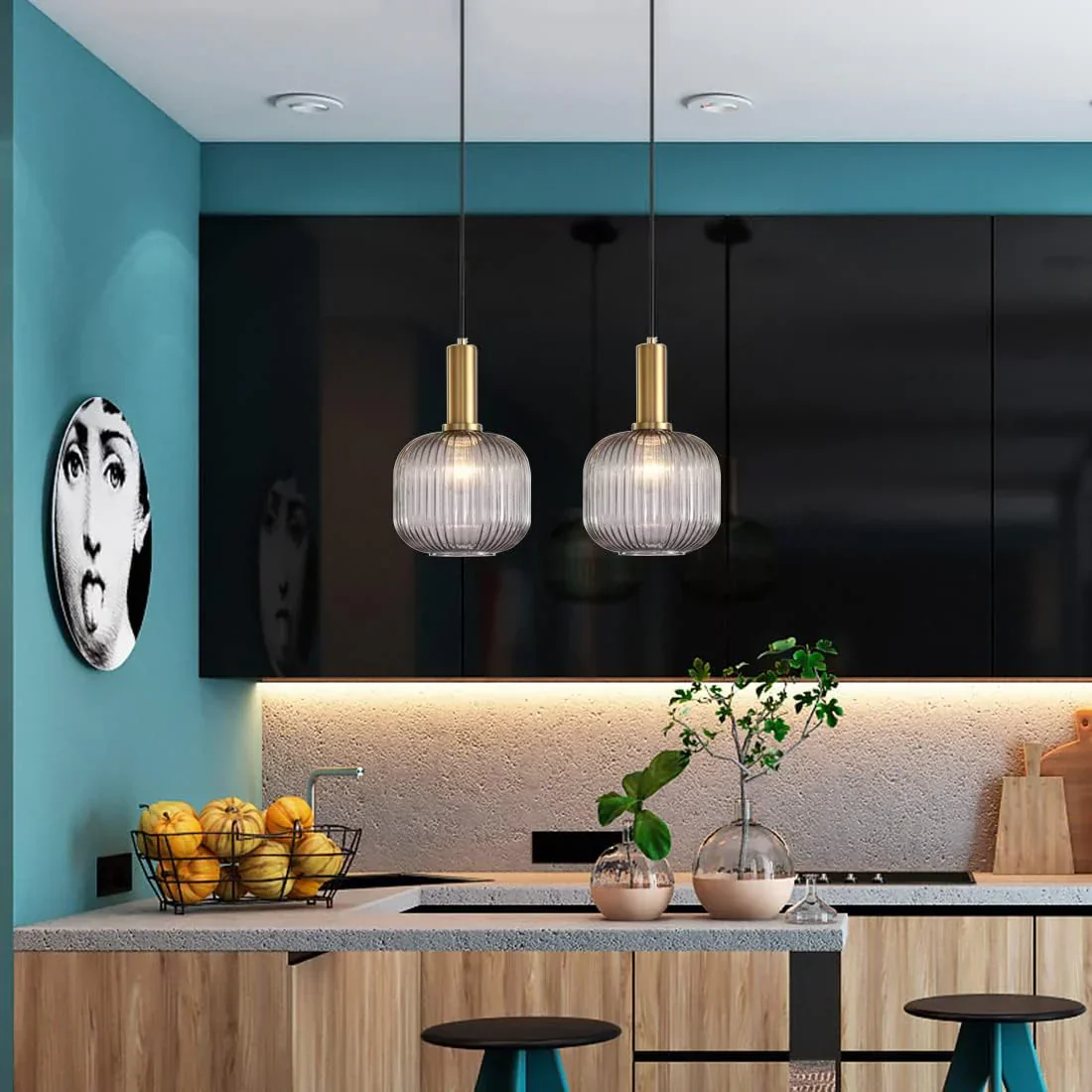 Grey glass modern ceiling light - Image 5