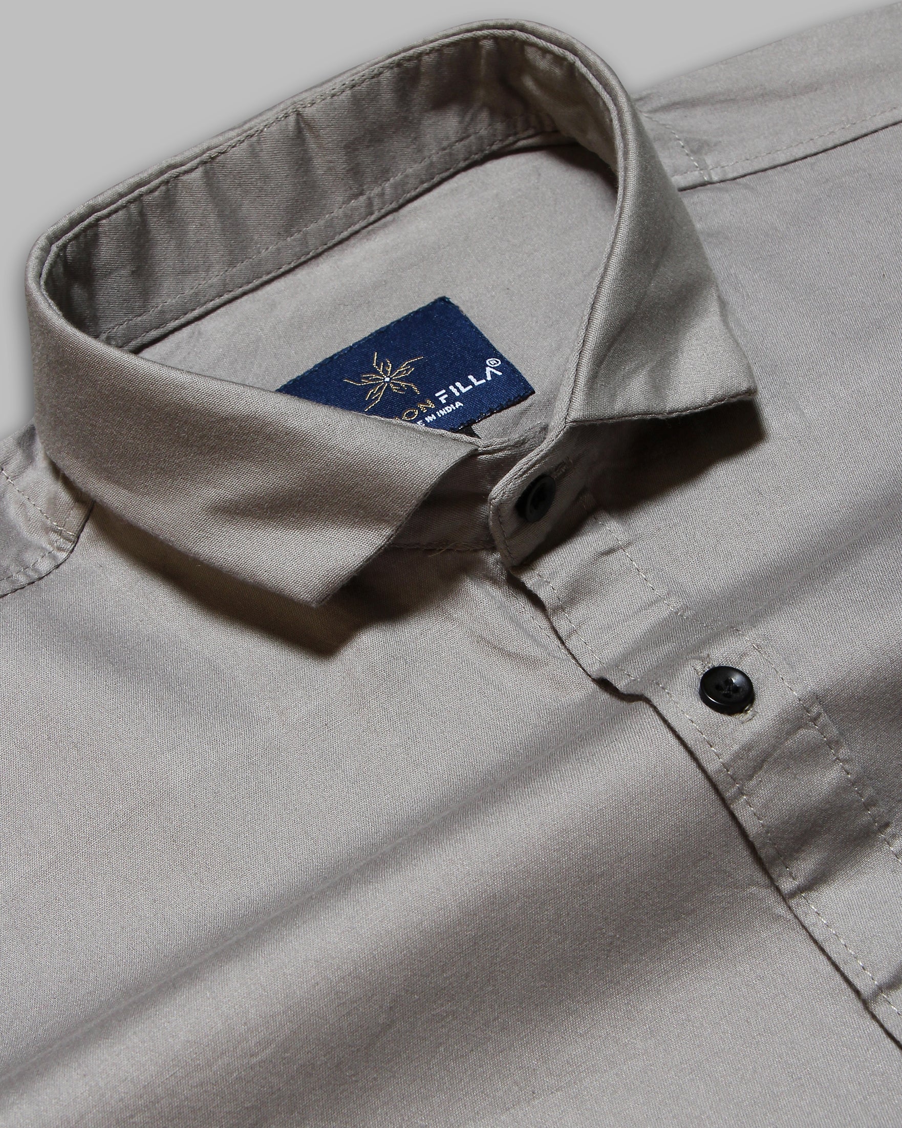 Grey Super Soft Black Button Premium Cotton Shirt - Image 3