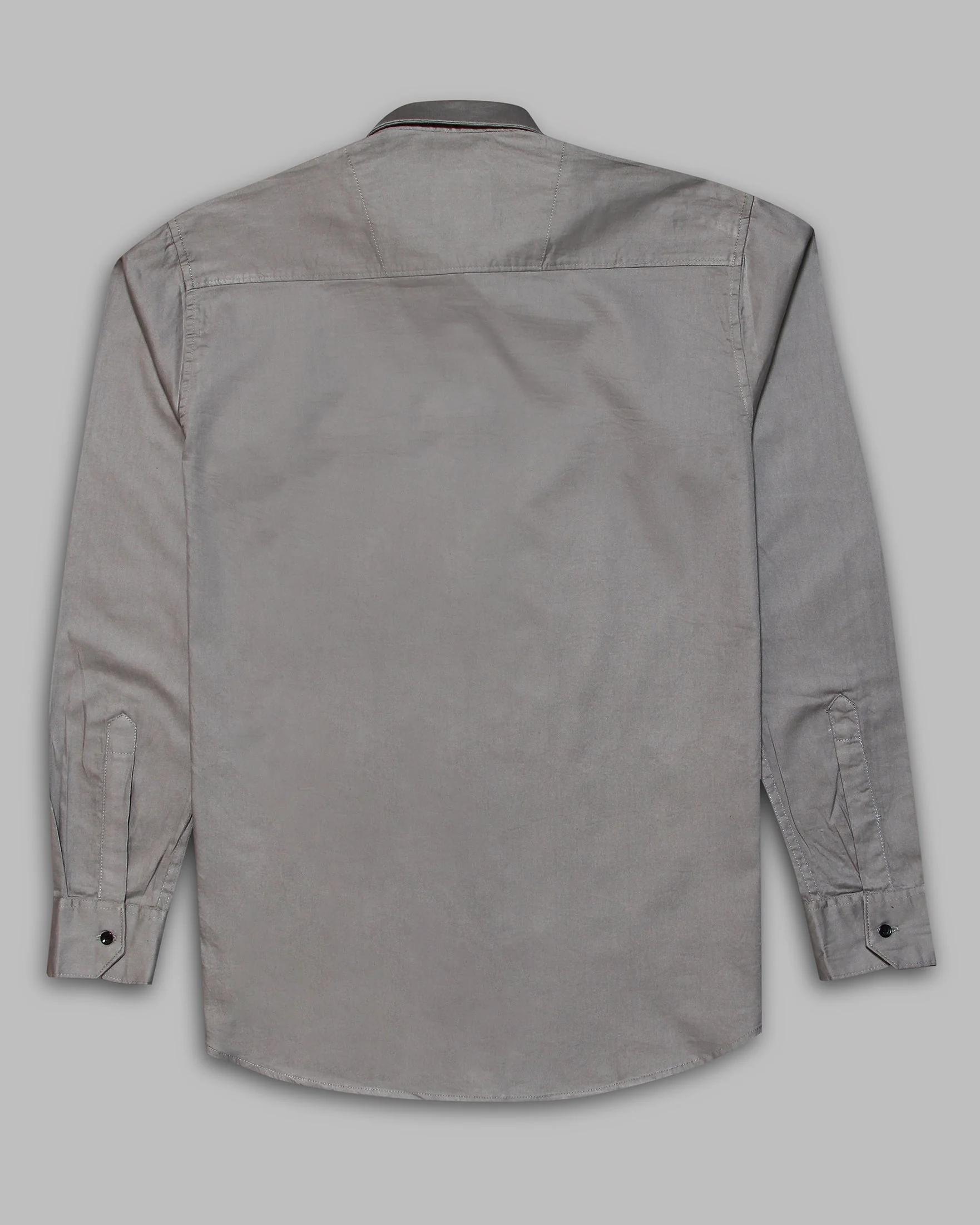 Grey Super Soft Black Button Premium Cotton Shirt - Image 6