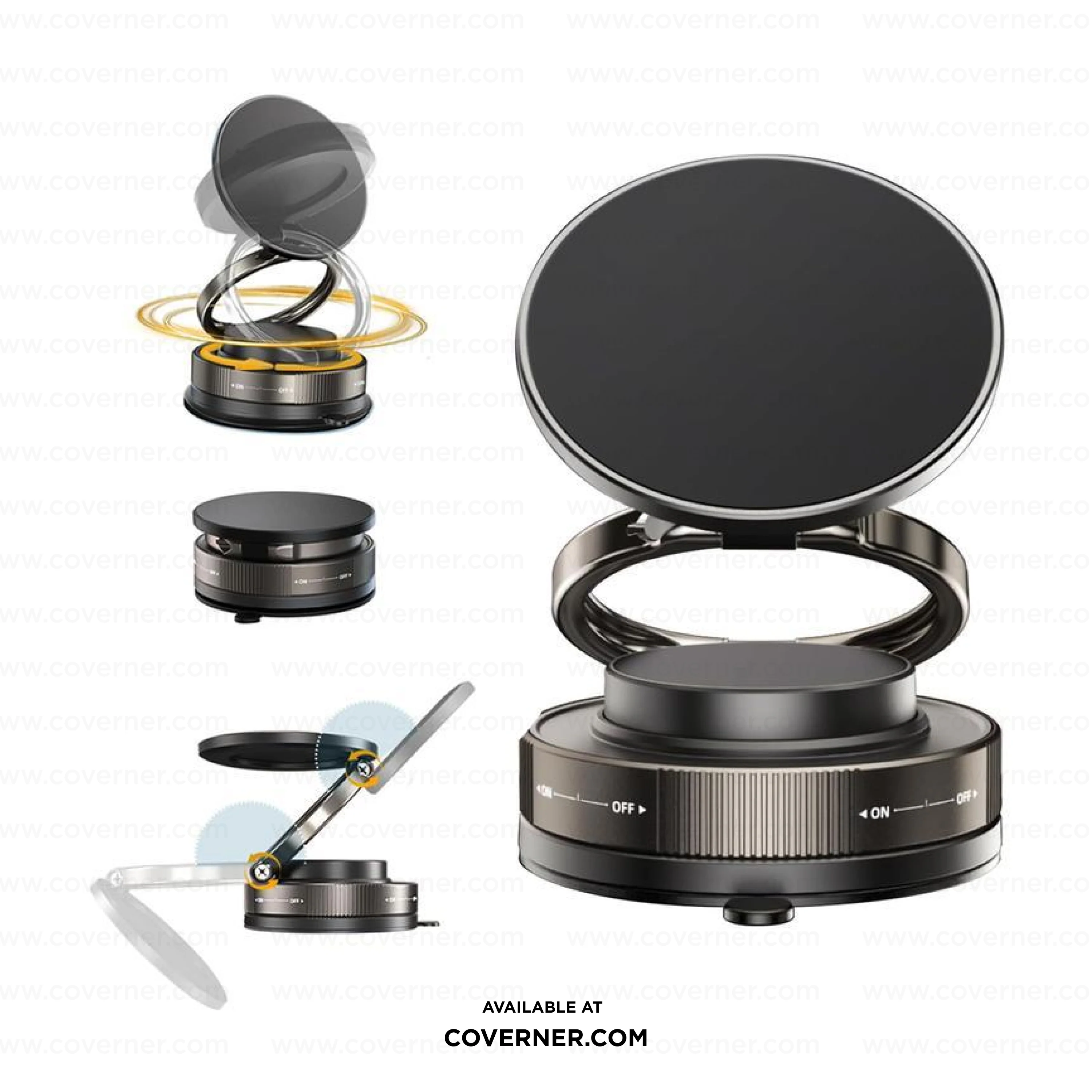 GripAxis 360 – 2025 Edition | Magnetic Vacuum Suction Phone Holder by Coverner India - Image 2