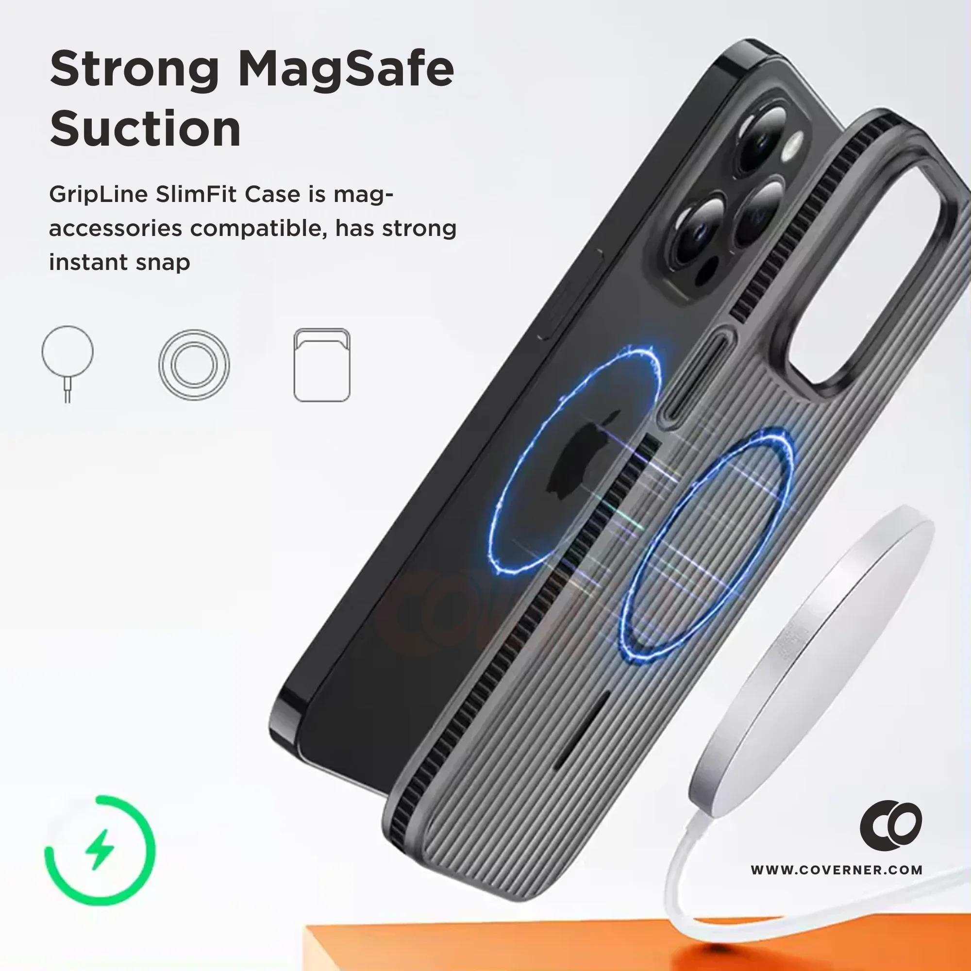 GripLine SlimFit Case – MagSafe Compatible Hybrid iPhone Case with Internal Side Stripes | Slim Fit, Camera Protection - Image 15