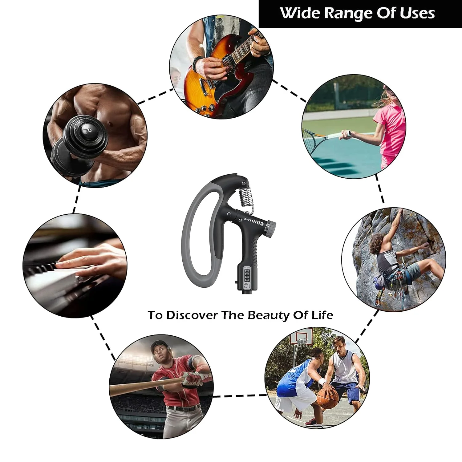 Grippy: Adjustable Hand Grip Strengthener with Built-In Counter, 10kg to 100kg Resistance Trainer for Wrist & Forearm Muscle Building - Image 10