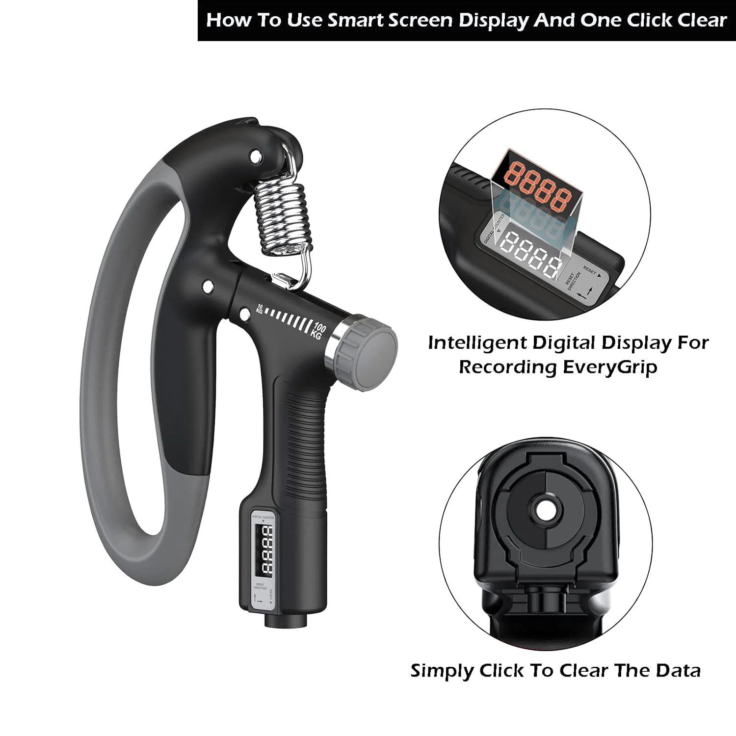 Grippy: Adjustable Hand Grip Strengthener with Built-In Counter, 10kg to 100kg Resistance Trainer for Wrist & Forearm Muscle Building - Image 6