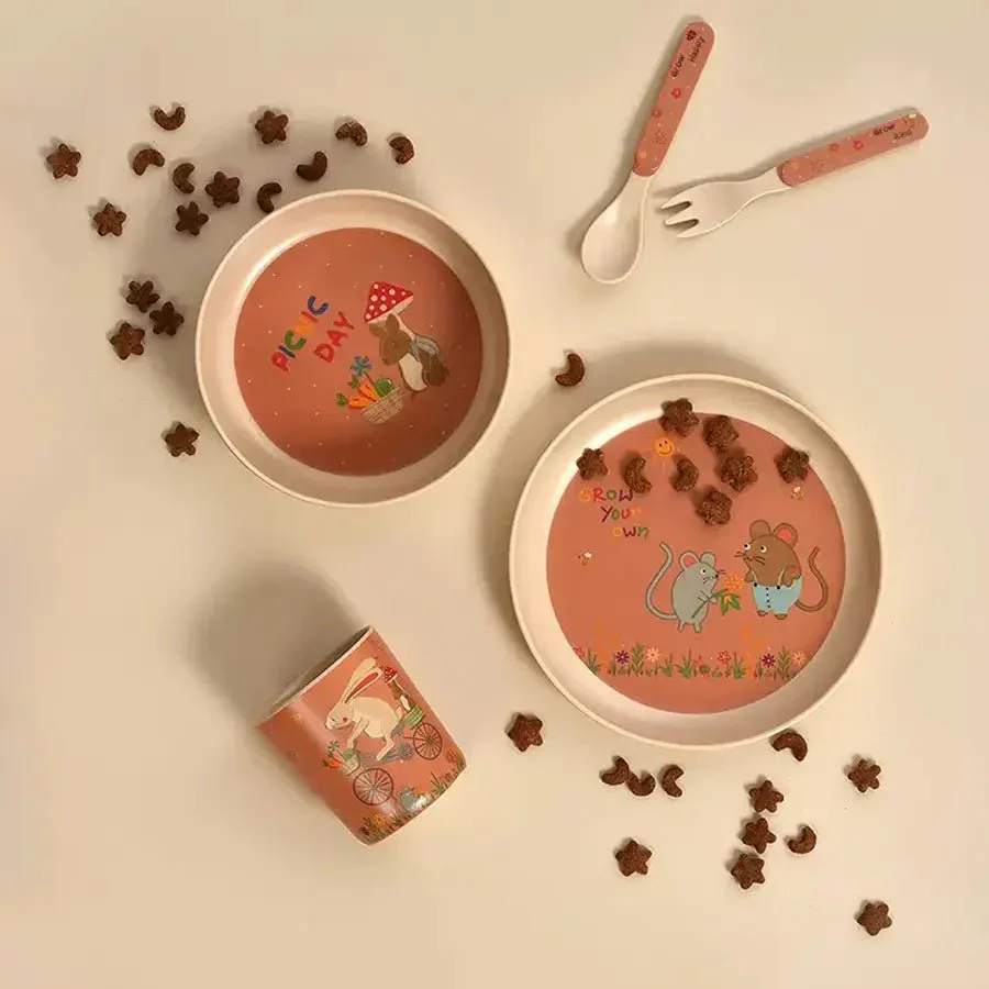 Grow Your Own Bamboo Dinnerware Set For Kids - Bunny - Image 3