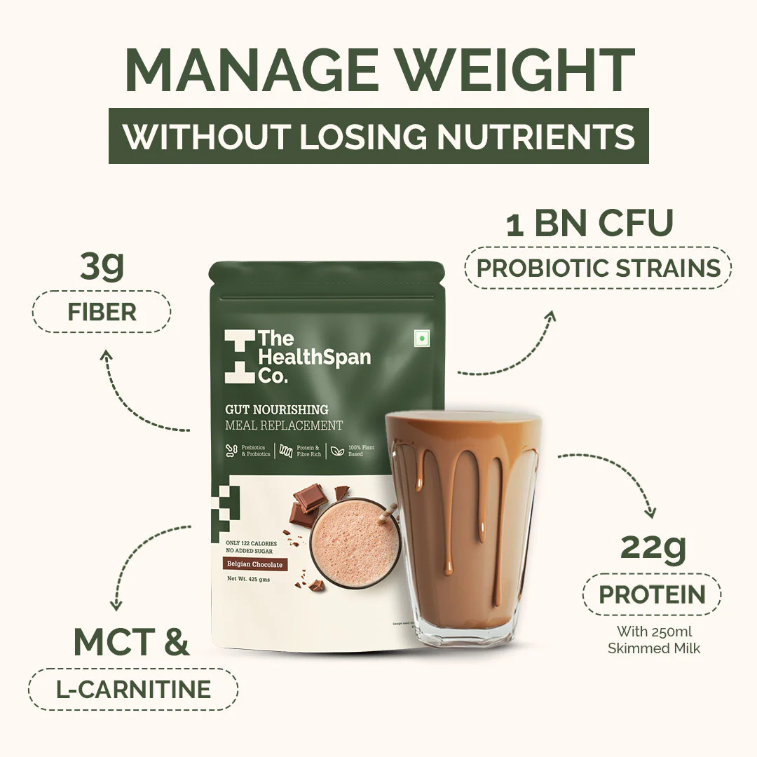 Gut Healthy Meal Replacement For Women & Men| High Protein Slim Shake 425gm - Image 3