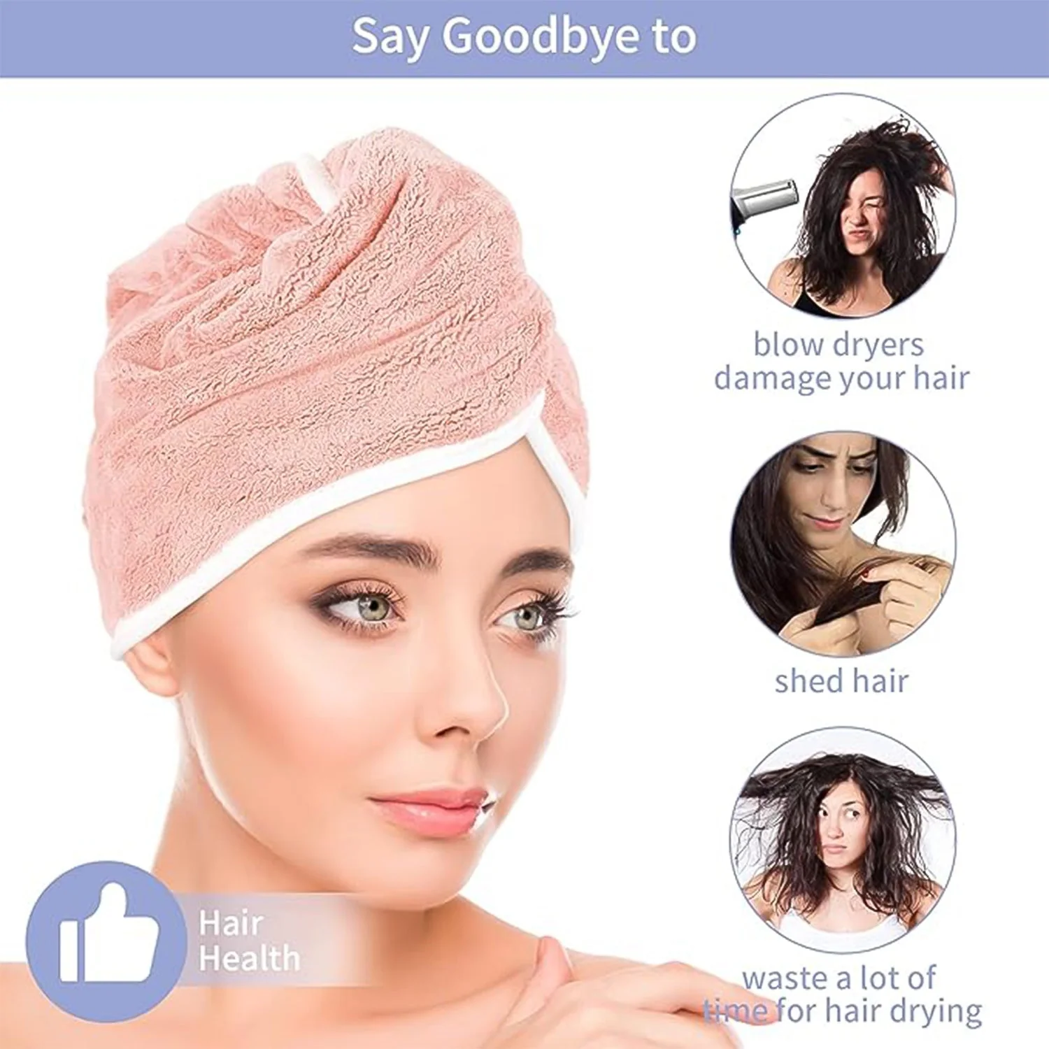 Hair Drying Magic Hair Cap Towel Wrap for Women Bath Towels (1 pc), Hair accessories - Image 9