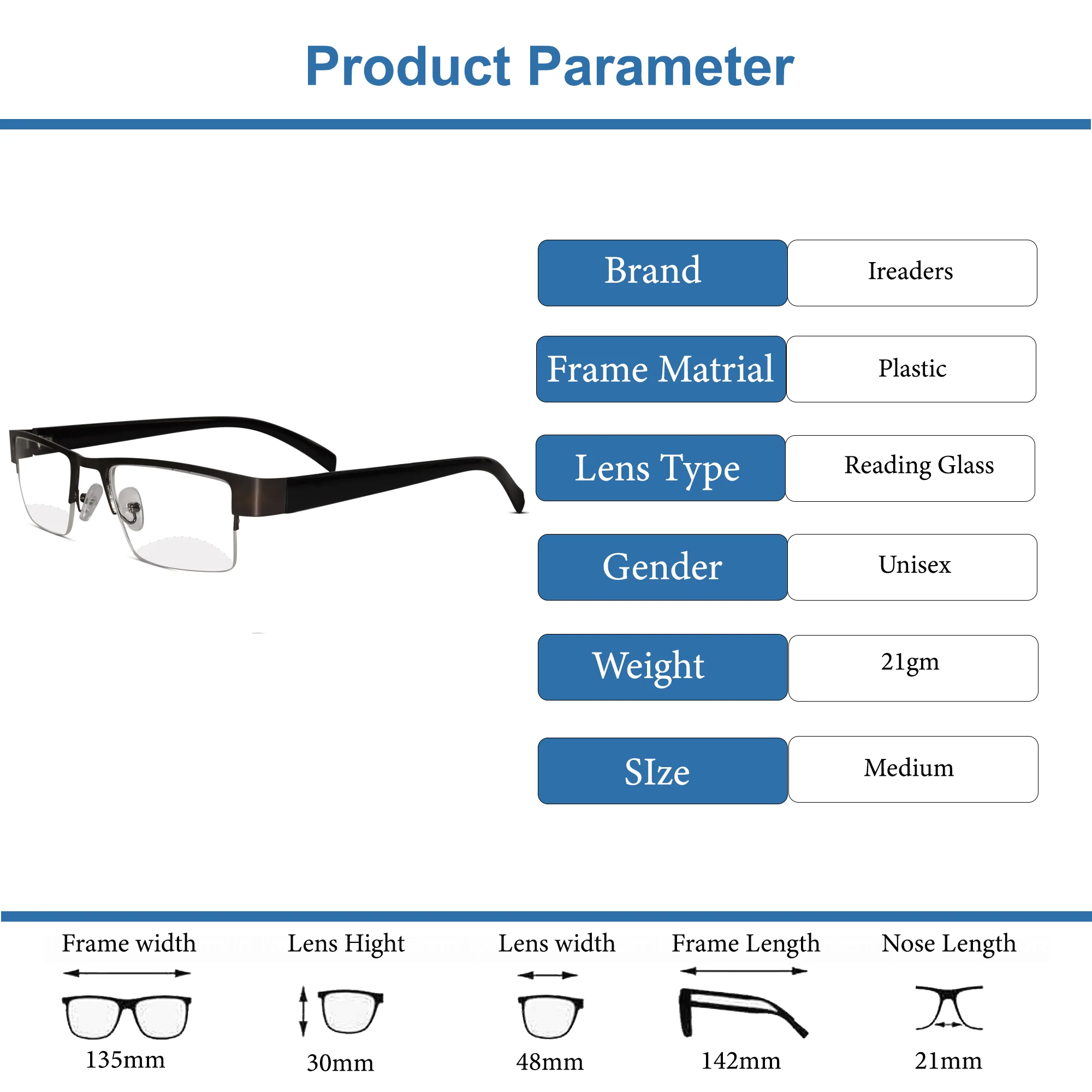 Half Frame Intelligent Zoom Reading Glasses(HFCKT01) - Image 14